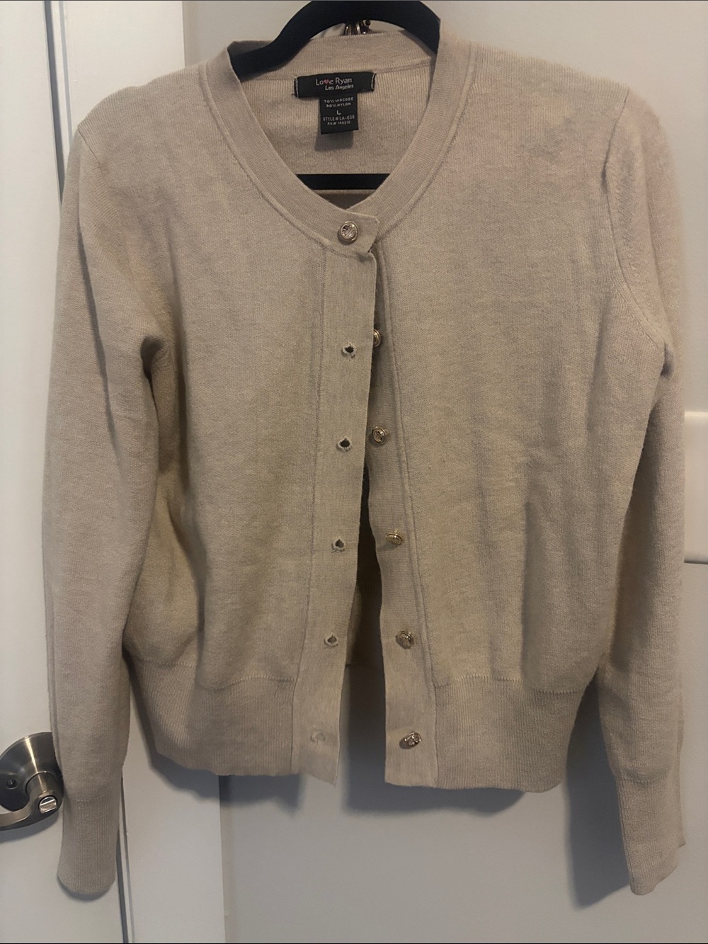 Beige Button-Up Cardigan